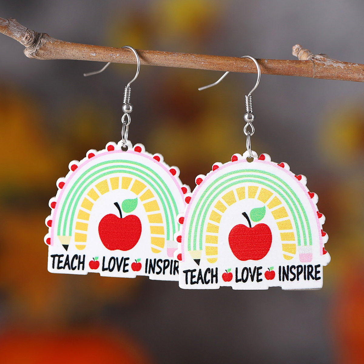 Acrylic pendant earrings are back to school season